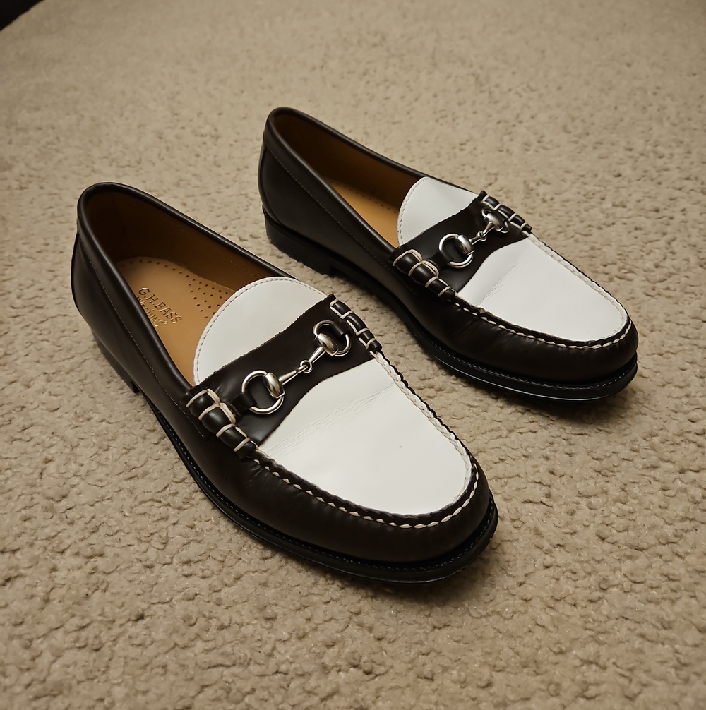 G H Bass Lincoln Bit Easy Weejun | Brown And White